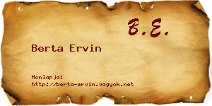 Berta Ervin névjegykártya