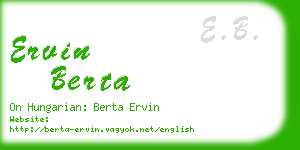 ervin berta business card